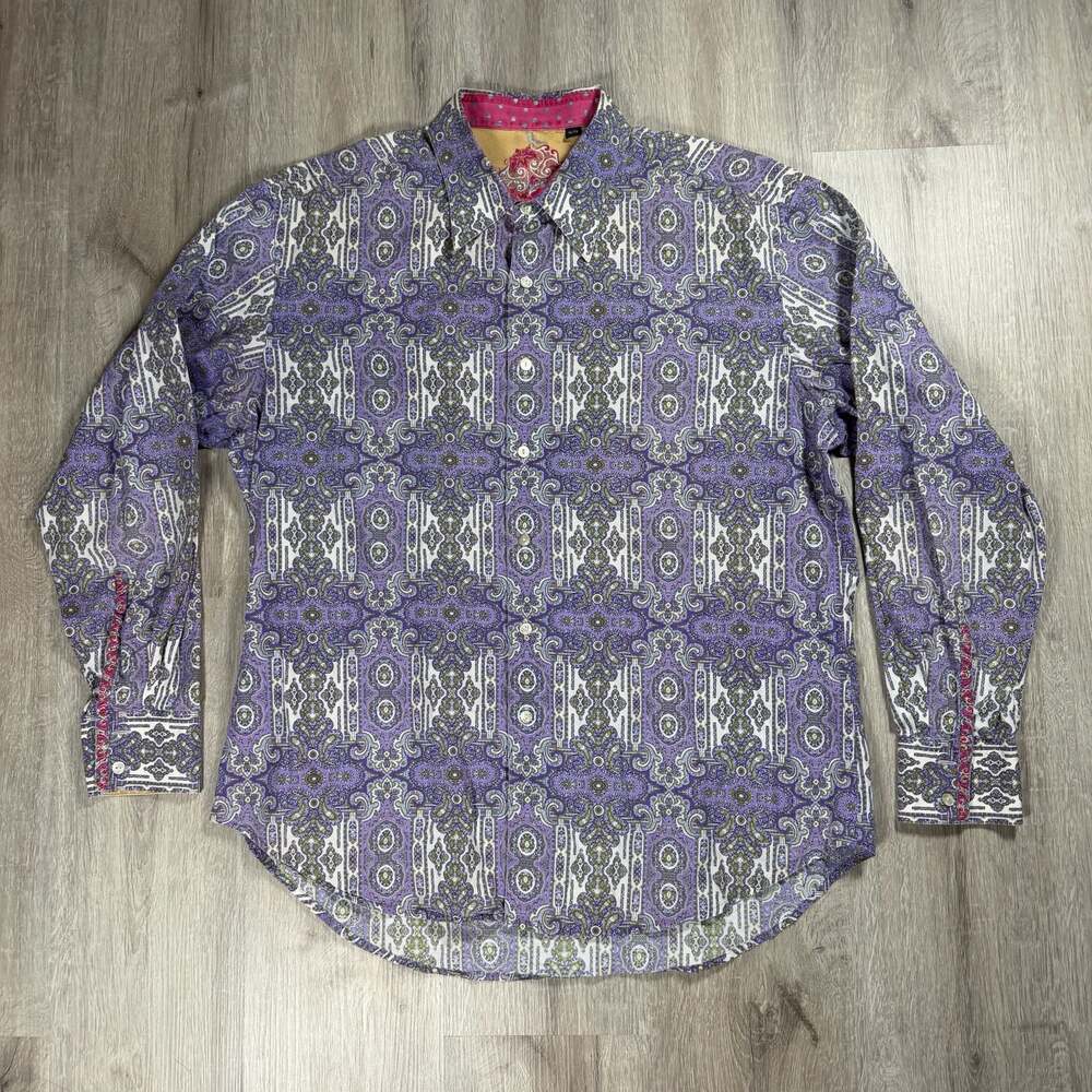 Robert Graham Men's Long Sleeve Button-Down Purple Paisley Shirt XL
